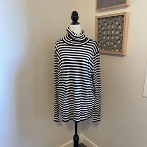 NWOT Andrew Marc Black and White striped turtleneck